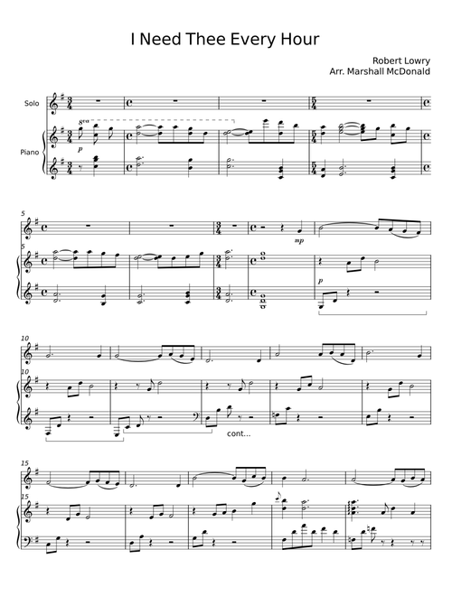 I need thee every hour - Robert Lowry