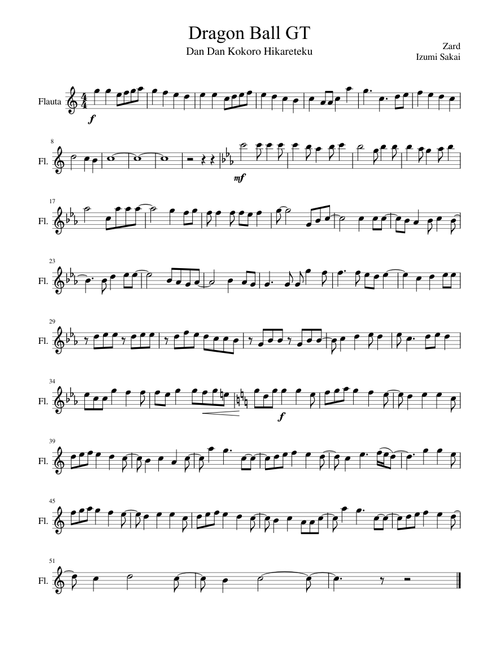 Dragon Ball GT Opening Dan Dan Kokoro Hikareteku flute flauta