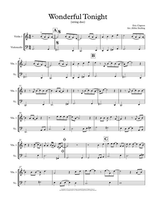 Wonderful Tonight (Arr. Abbie Steiling) - David Kersh (Instrumental Duet)