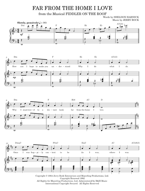 Far From The Home I Love - Bock & Harnick, Joan Frey Boytim (Piano Vocal)