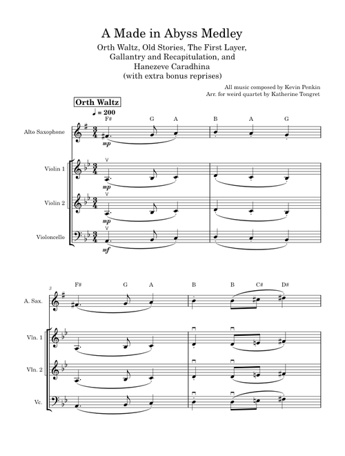 A Made In Abyss Medley for weird quartet
