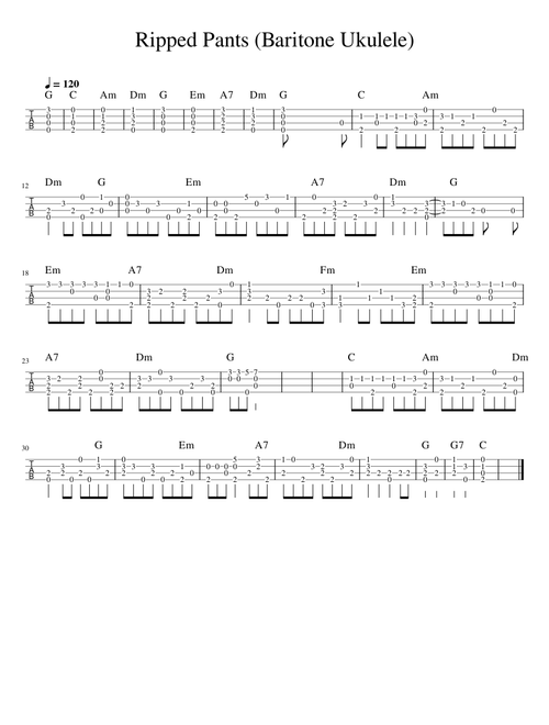 Spongebob squarepants - ripped pants – Misc Cartoons Ripped Pants Fingerstyle - Baritone Ukulele