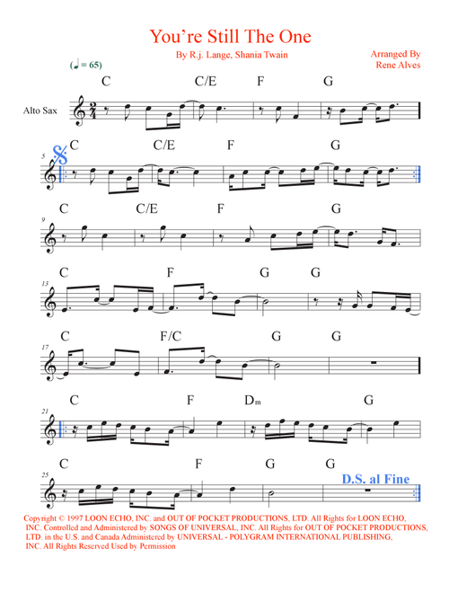 You're Still The One (Arr. Rene Alves) - Shania Twain (Alto Sax Solo)
