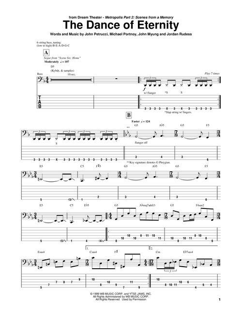The Dance Of Eternity - Dream Theater (Bass Tab)