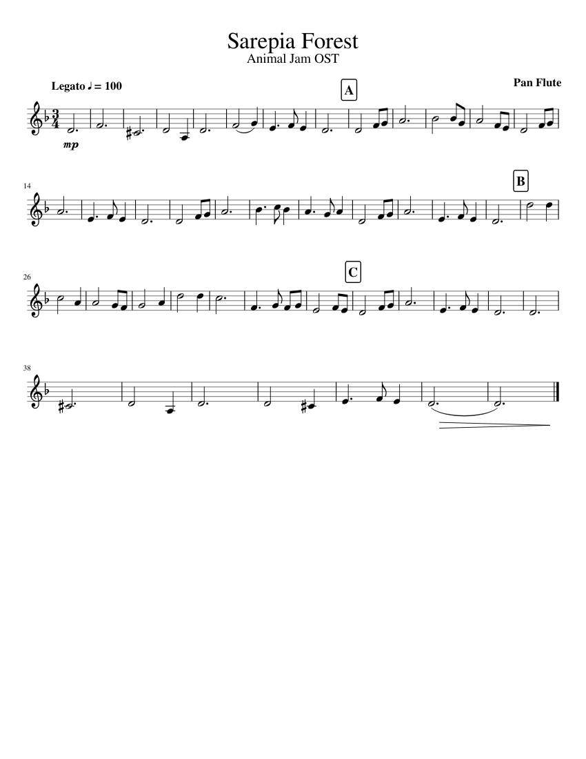 Sarepia Forest- Animal Jam OST Sheet music for Piano (Solo) 