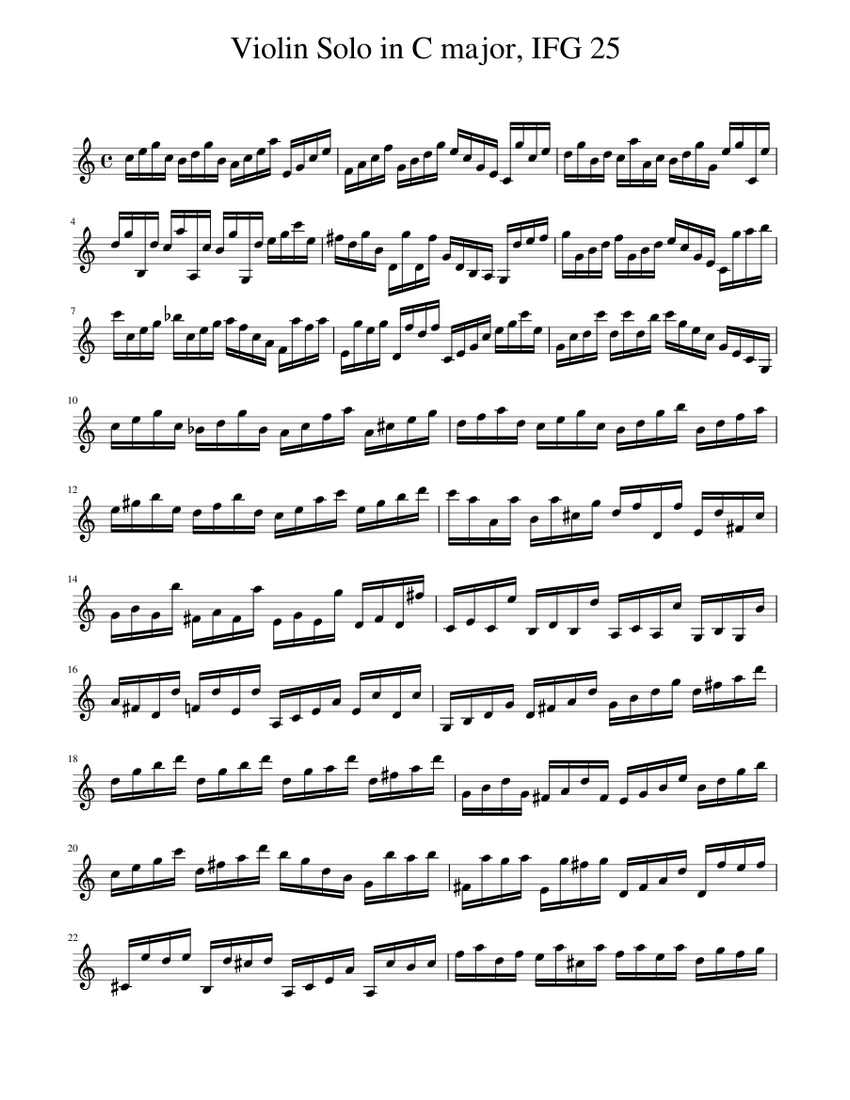 Francesco Geminiani - Violin Solo in C major, IFG 25 Sheet music for ...