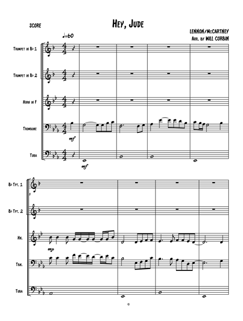 Hey Jude (Arr. Will Corbin) - The Beatles (Brass Ensemble)