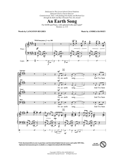 An Earth Song - Andrea Ramsey (Choral, SATB)