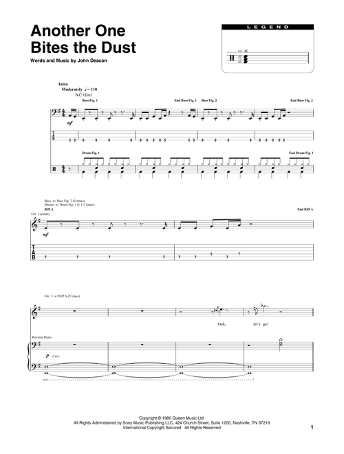 Another One Bites The Dust - Queen (Transcribed Score)