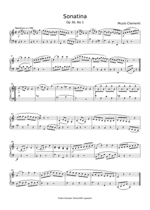 Piano Sonatina No. 1 in C Major, Op 36 – Muzio Clementi Sheet Music for ...