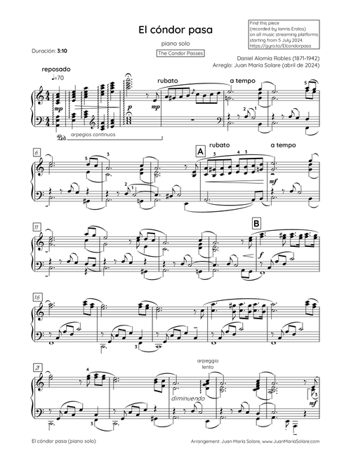 El cóndor pasa [piano solo] (Arr. Juan María Solare) - Iannis Eralos (Piano Solo)