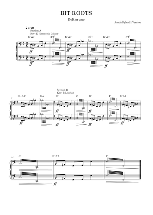 BIT ROOTS- Deltarune Chapter 3 Sheet Music for Piano (Solo) easy ...