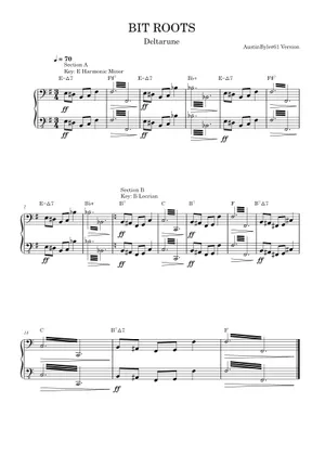 Delratune Roots BIT ROOTS- Deltarune Chapter 3 Sheet Music for Piano (Solo) easy ...