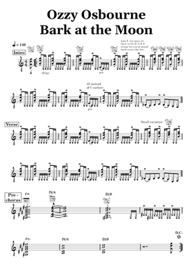 オジー・オズボーン Bark at the Moon 楽譜集 Free Bark At The Moon by Ozzy Osbourne sheet music | Download PDF