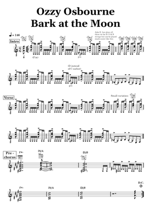 Play Official version of Bark at the moon Sheet Music by Ozzy
