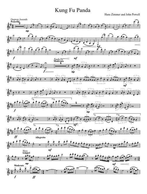 The Ultimate Kung Fu Panda Medley For Solo Clarinet