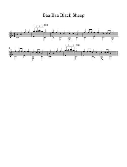Baa Baa Black Sheep (Arr. Milan Mitic) - Traditional Song (Solo Guitar)