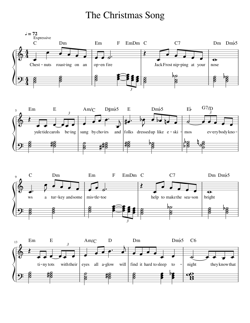 The Christmas Song Sheet Music with Chords for Piano (Solo) easy | MuseScore.com the-christmas-song-sheet-music-with-chords-for-piano-solo-easy-musescore-com