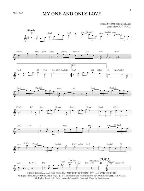 My One And Only Love - Robert Mellin (Alto Sax Solo)