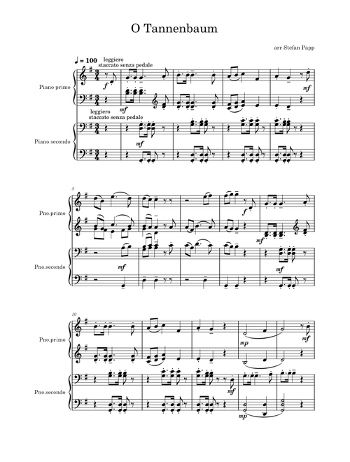 O Tannenbaum – piano 4 hands arr Stefan Papp