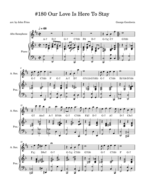 Our Love Is Here To Stay (Arr. John Fries) - Jonathan Simon (Alto Sax and Piano)