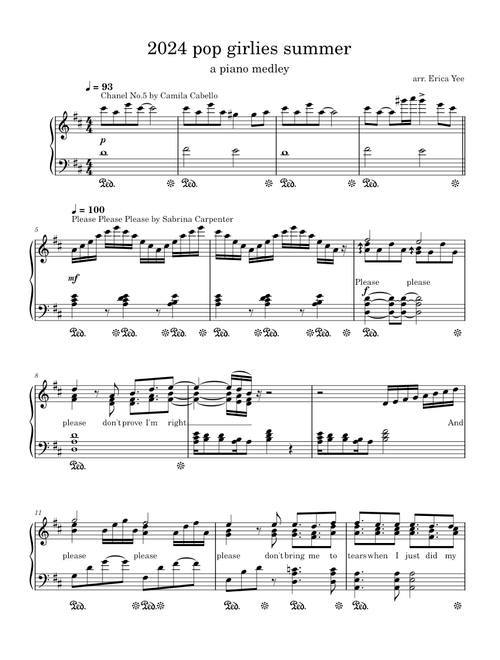 2024 pop girlies summer — a piano medley