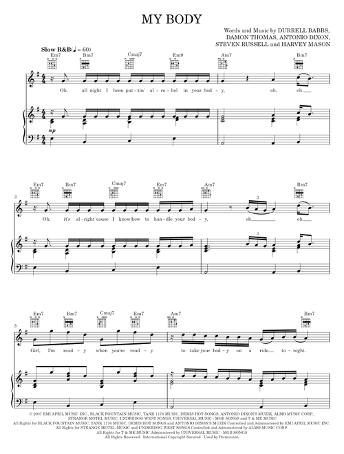 My Body - shark tank (Piano-Vocal-Guitar)