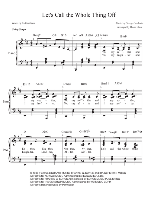 Let's Call The Whole Thing Off (Arr. Diane M. Clark) - Ira Gershwin, George Gershwin (Piano Vocal)
