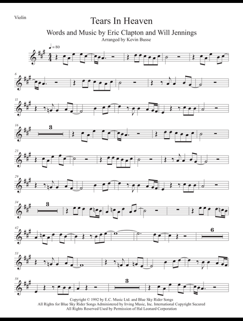 Tears In Heaven (Arr. Kevin Busse) - Eric Clapton (Violin Solo)