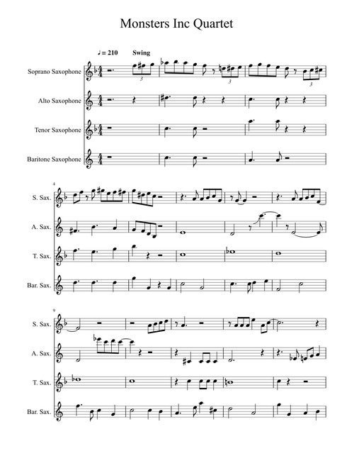 Monsters Inc Saxophone Quartet