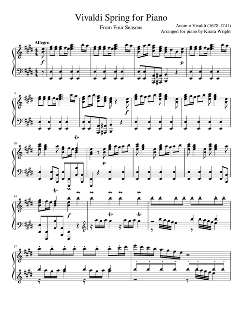 Vivaldi Spring for Piano