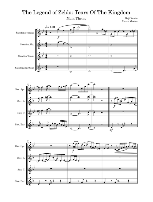The Legend of Zelda: Tears of the Kingdom Main Theme- Sax Quartet