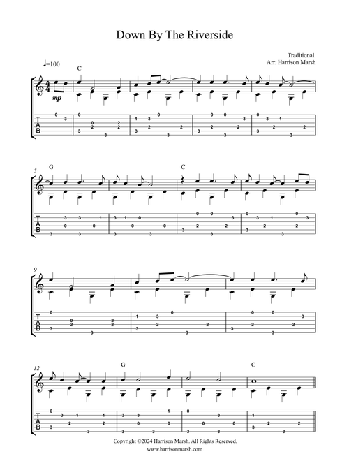 Down By The Riverside (Solo Fingerstyle Arrangement) (Arr. Harrison Marsh) - Traditional (Solo Guitar)