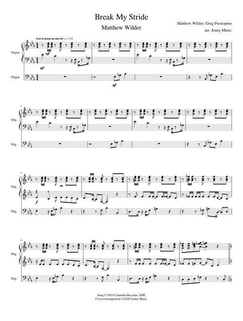 Break My Stride (Matthew Wilder) Organ Cover [PREVIEW]