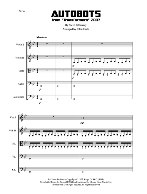 Autobots (Arr. Ellen Harle) - Steve Jablonsky (String Ensemble)