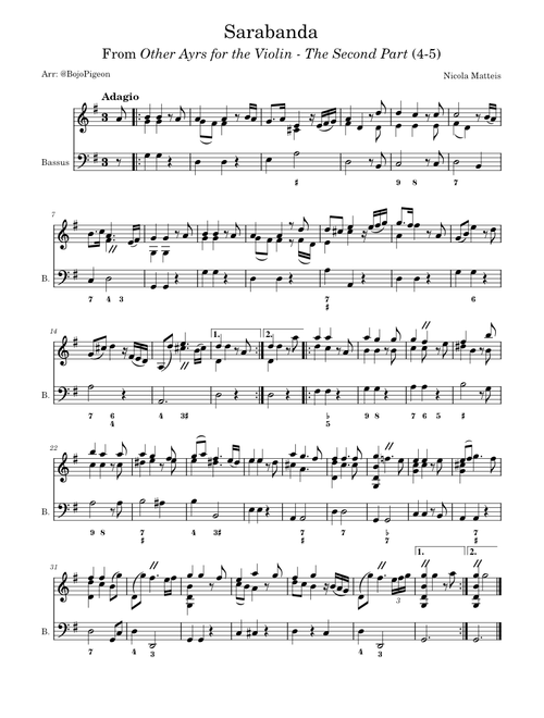 Other Ayrs for the Violin: The Second Part: Sarabanda – Nicola Matteis