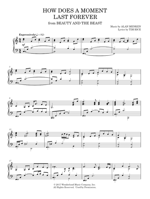 How does a moment last forever - Alan Menken (Piano Solo)