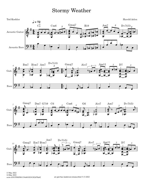 Stormy Weather – Harold Arlen and Ted Koehler