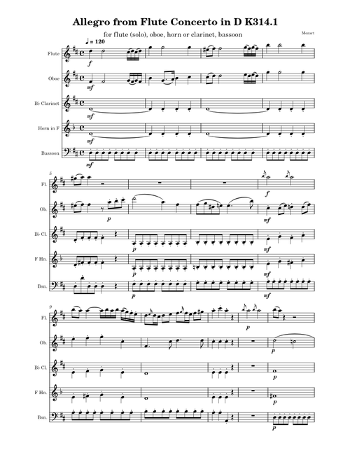 Flute Concerto in D major, K.314/285d – Wolfgang Amadeus Mozart