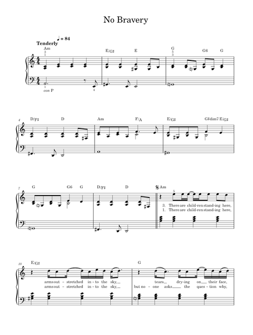 No Bravery - Easy Piano (Solo)