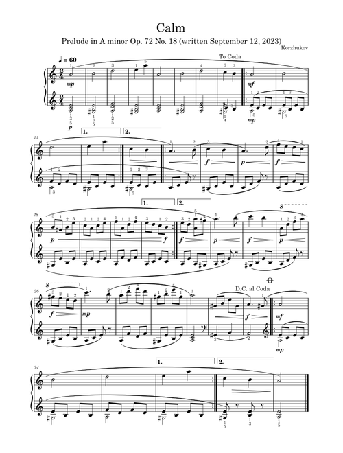 Calm (Prelude in A minor Op. 72 No. 18) - Korzhukov