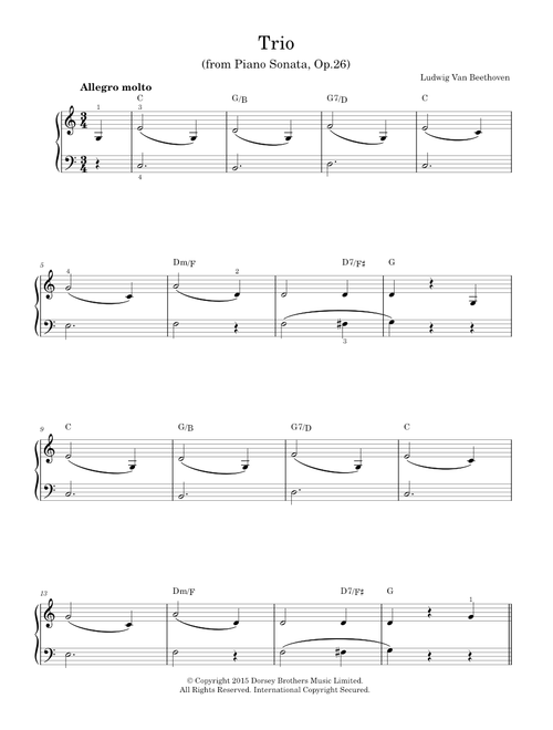 Trio (From Piano Sonata In A Flat, Op.26) - Ludwig van Beethoven (Piano-Vocal-Guitar (Piano Accompaniment))