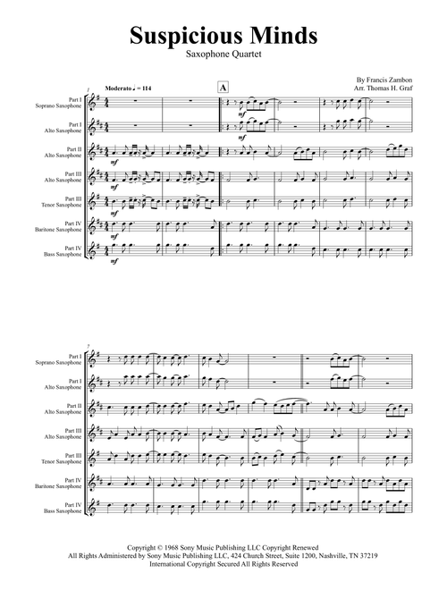 Suspicious Minds (Arr. Thomas H. Graf) - Elvis Presley (Woodwind Ensemble)