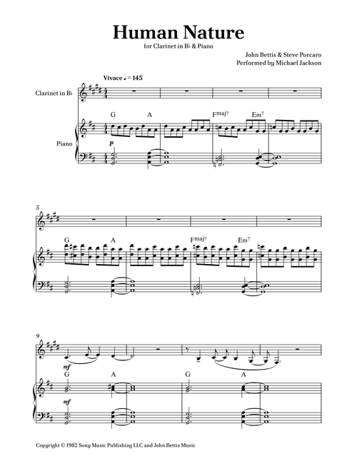Human Nature (Arr. Caio Costa) - Michael Jackson (Clarinet and Piano)