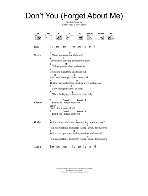 Don't You (Forget About Me) - Simple Minds (Guitar Chords-Lyrics)