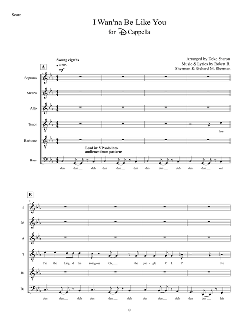 I Wan'na Be Like You (the Monkey Song) (Arr. Deke Sharon) - Robert B Sherman, Richard M Sherman (Choral, SATB divisi)
