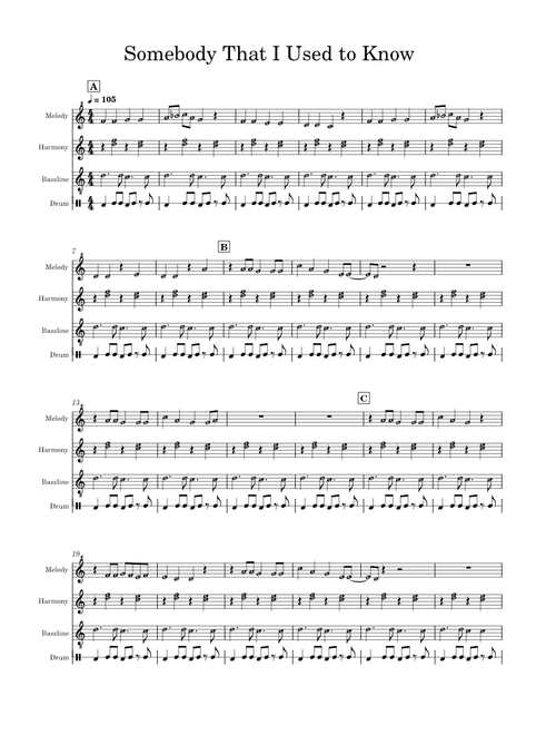 Somebody that i used to know – Orff Classroom Arrangement