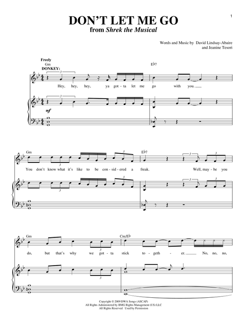 Don't Let Me Go - Jeanine Tesori, David Lindsay-Abaire (Piano Vocal)
