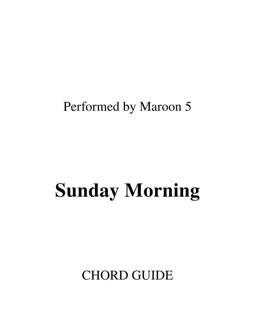 Sunday Morning (Arr. RWM) - Maroon5 (Lead Sheet - Fake Book)
