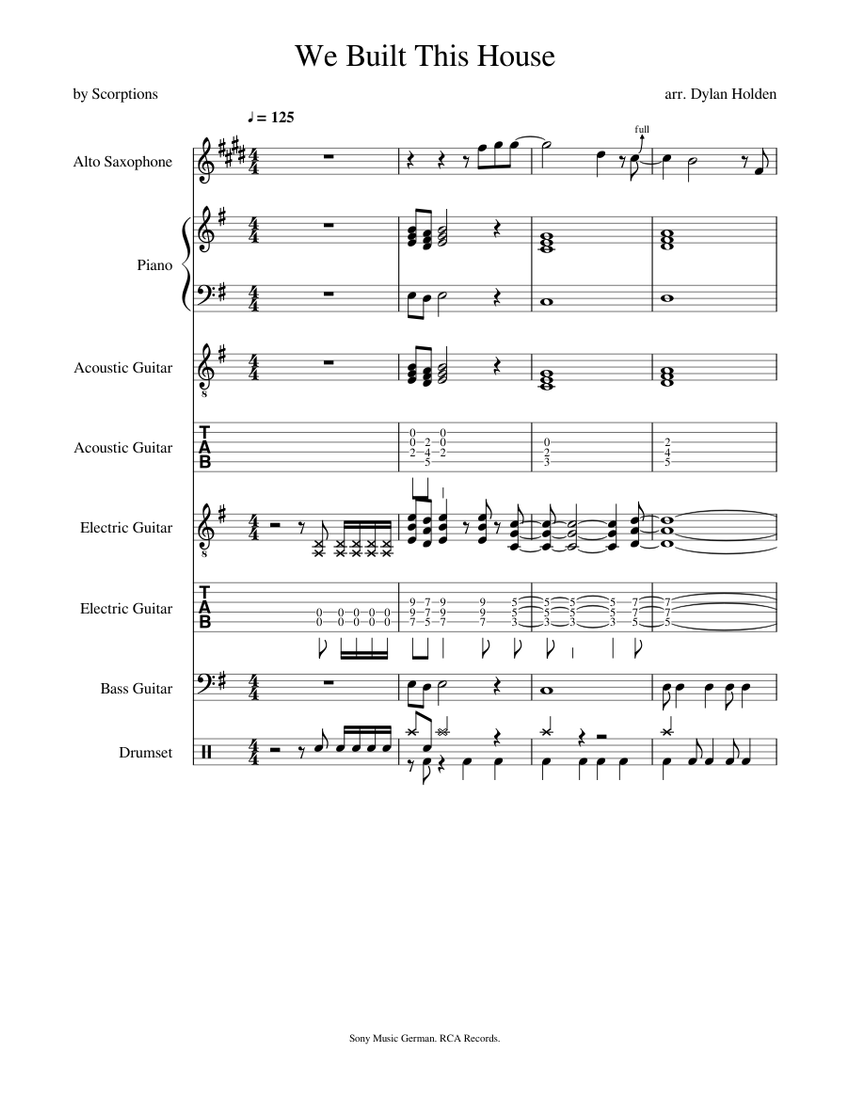 We Built This House (WIP) By Scorpions Sheet Music and Tab for Piano ...